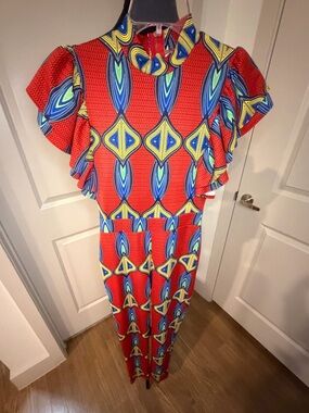 Goodtime USA Red Jumpsuit with Colorful Trim